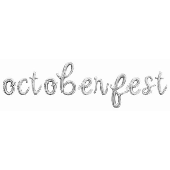 Cursive Script Letter Balloons - OCTOBERFEST 16" Inch Alphabet Letters Foil Mylar Balloon Octoberfest Party Banner (Silver)