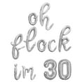 thumbnail image 1 of Cursive Script Letter Balloons - OH FLOCK IM 30 16" Inch Alphabet Letters Foil Mylar Balloon 30th Birthday Party Banner (Silver), 1 of 5