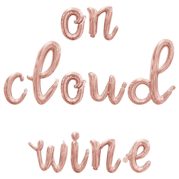 Cursive Script Letter Balloons - ON CLOUD WINE 16" Inch Alphabet Letters Foil Mylar Balloon Girls Night Party Banner (Rose Gold)