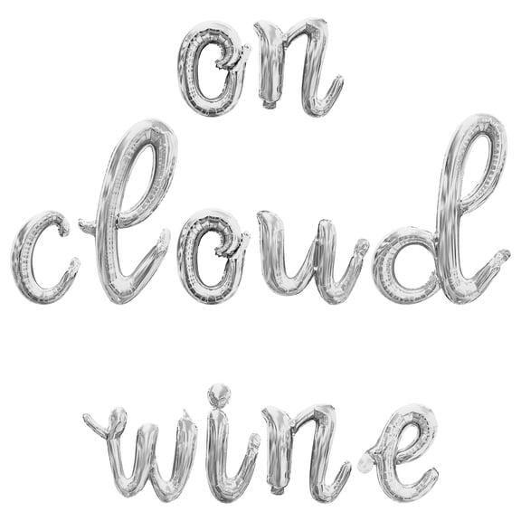 Cursive Script Letter Balloons - ON CLOUD WINE 16" Inch Alphabet Letters Foil Mylar Balloon Girls Night Party Banner (Silver)