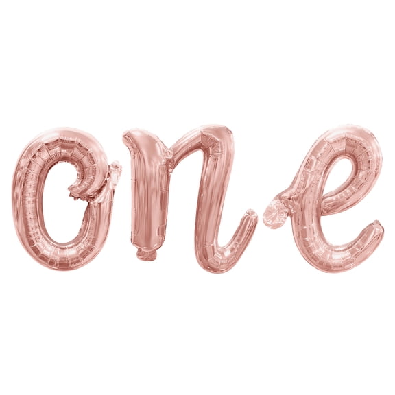 Cursive Script Letter Balloons - ONE 16" Inch Alphabet Letters Foil Mylar Balloon 1st Birthday Party Banner (Rose Gold)