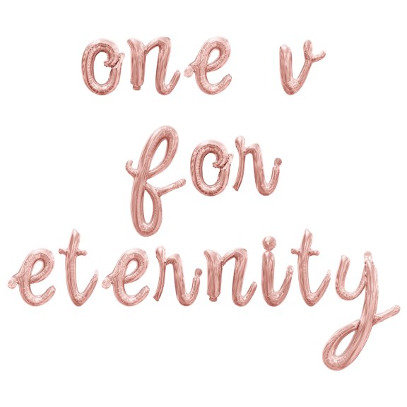 Cursive Script Letter Balloons - ONE V FOR ETERNITY 16" Inch Alphabet Letters Foil Mylar Balloon Bachelorette Party Banner (Rose Gold)