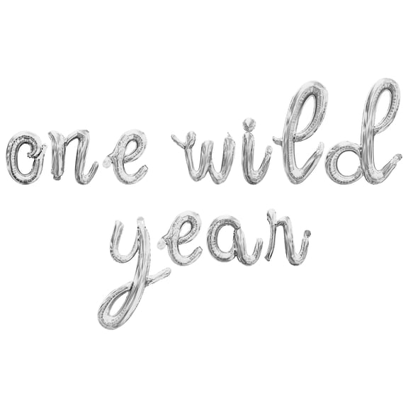 Cursive Script Letter Balloons - ONE WILD YEAR 16" Inch Alphabet Letters Foil Mylar Balloon 1st Birthday Party Banner (Silver)