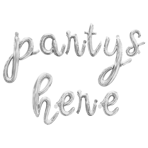 Cursive Script Letter Balloons - PARTYS HERE 16" Inch Alphabet Letters Foil Mylar Balloon Bachelorette or Bridal Shower Party Banner (Silver)