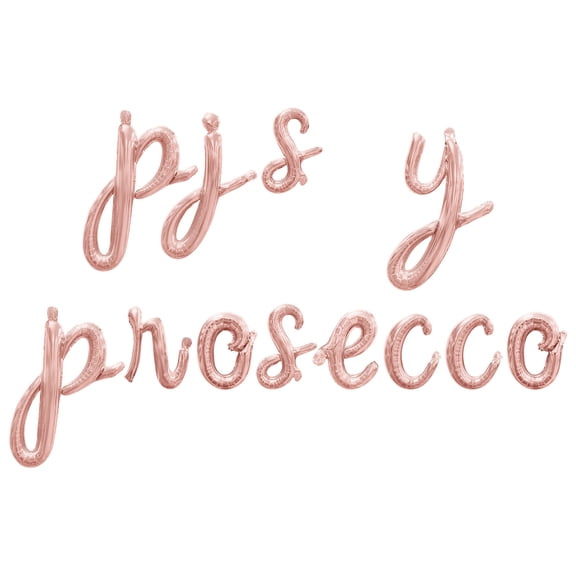Cursive Script Letter Balloons - PJS Y PROSECCO 16" Inch Alphabet Letters Foil Mylar Balloon Bachelorette Party Banner (Rose Gold)