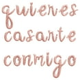 thumbnail image 1 of Cursive Script Letter Balloons - QUIERES CASARTE CONMIGO 16" Inch Alphabet Letters Foil Mylar Balloon Marriage Proposal Party Banner (Rose Gold), 1 of 5