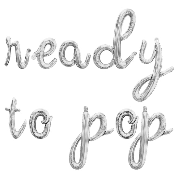 Cursive Script Letter Balloons - READY TO POP 16" Inch Alphabet Letters Foil Mylar Balloon Baby Shower Party Banner (Silver)
