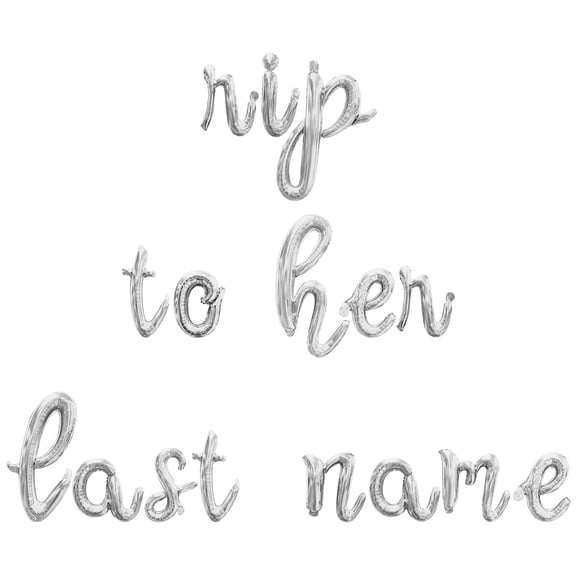 Cursive Script Letter Balloons - RIP TO HER LAST NAME 16" Inch Alphabet Letters Foil Mylar Balloon Bachelorette Party Banner (Silver)
