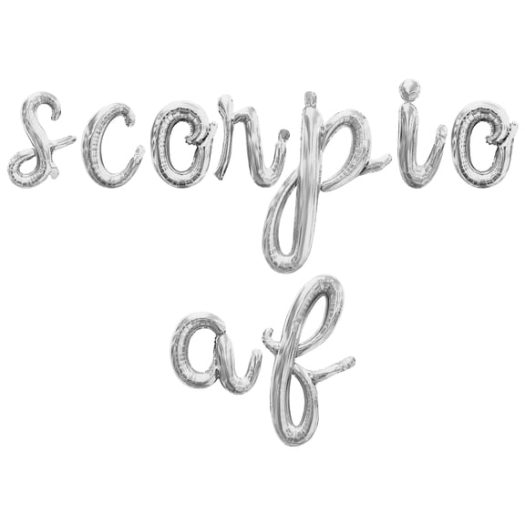 Cursive Script Letter Balloons - SCORPIO AF 16" Inch Alphabet Letters Foil Mylar Balloon Scorpio Birthday Party Banner (Silver)