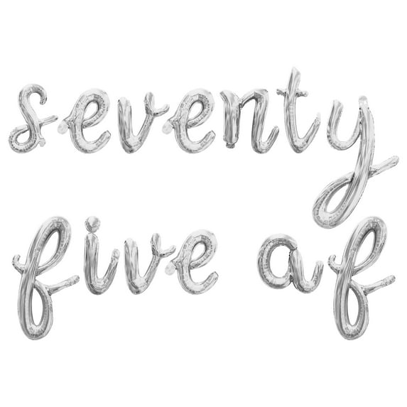 Cursive Script Letter Balloons - SEVENTY FIVE AF 16" Inch Alphabet Letters Foil Mylar Balloon 75th Birthday Party Banner (Silver)