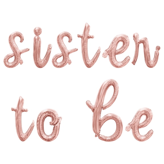 Cursive Script Letter Balloons - SISTER TO BE 16" Inch Alphabet Letters Foil Mylar Balloon Baby Shower Party Banner (Rose Gold)