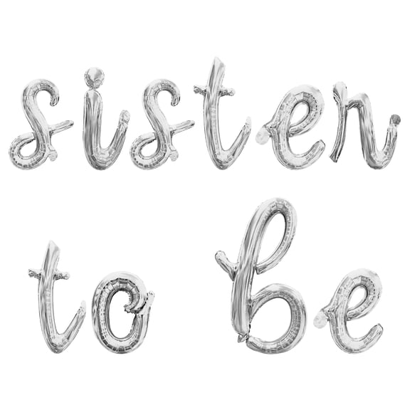 Cursive Script Letter Balloons - SISTER TO BE 16" Inch Alphabet Letters Foil Mylar Balloon Baby Shower Party Banner (Silver)