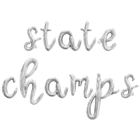 Cursive Script Letter Balloons - STATE CHAMPS 16" Inch Alphabet Letters Foil Mylar Balloon State Championship Party Banner (Silver)