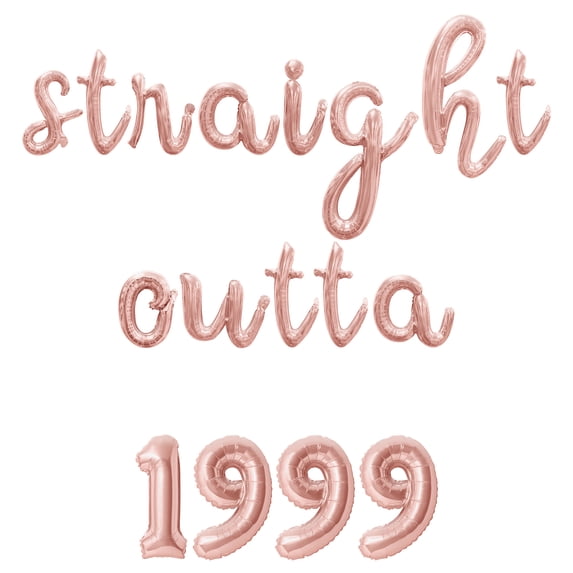 Cursive Script Letter Balloons - STRAIGHT OUTTA 1999 16" Inch Alphabet Letters Foil Mylar Balloon Birthday Party Banner (Rose Gold)