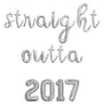 thumbnail image 1 of Cursive Script Letter Balloons - STRAIGHT OUTTA 2017 16" Inch Alphabet Letters Foil Mylar Balloon Birthday Party Banner (Silver), 1 of 5