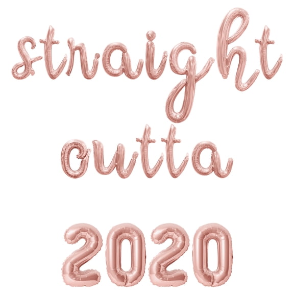 Cursive Script Letter Balloons - STRAIGHT OUTTA 2020 16" Inch Alphabet Letters Foil Mylar Balloon Birthday Party Banner (Rose Gold)