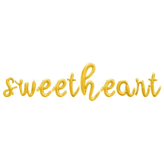 Cursive Script Letter Balloons - SWEETHEART 16" Inch Alphabet Letters Foil Mylar Balloon Valentines Day Party Banner (Gold)