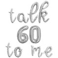 thumbnail image 1 of Cursive Script Letter Balloons - TALK 60 TO ME 16" Inch Alphabet Letters Foil Mylar Balloon 60th Birthday Party Banner (Silver), 1 of 5