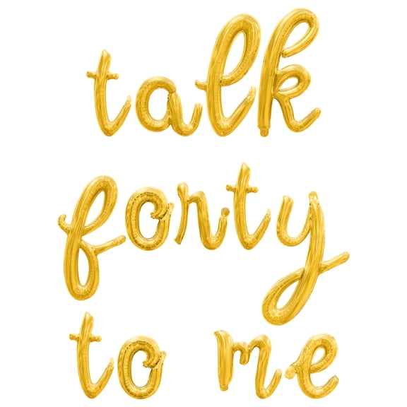 Cursive Script Letter Balloons - TALK FORTY TO ME 16" Inch Alphabet Letters Foil Mylar Balloon 40th Birthday Party Banner (Gold)
