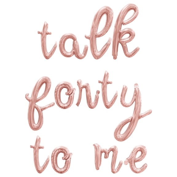 Cursive Script Letter Balloons - TALK FORTY TO ME 16" Inch Alphabet Letters Foil Mylar Balloon 40th Birthday Party Banner (Rose Gold)