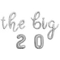 thumbnail image 1 of Cursive Script Letter Balloons - THE BIG 2 0 16" Inch Alphabet Letters Foil Mylar Balloon 20th Birthday Party Banner (Silver), 1 of 5