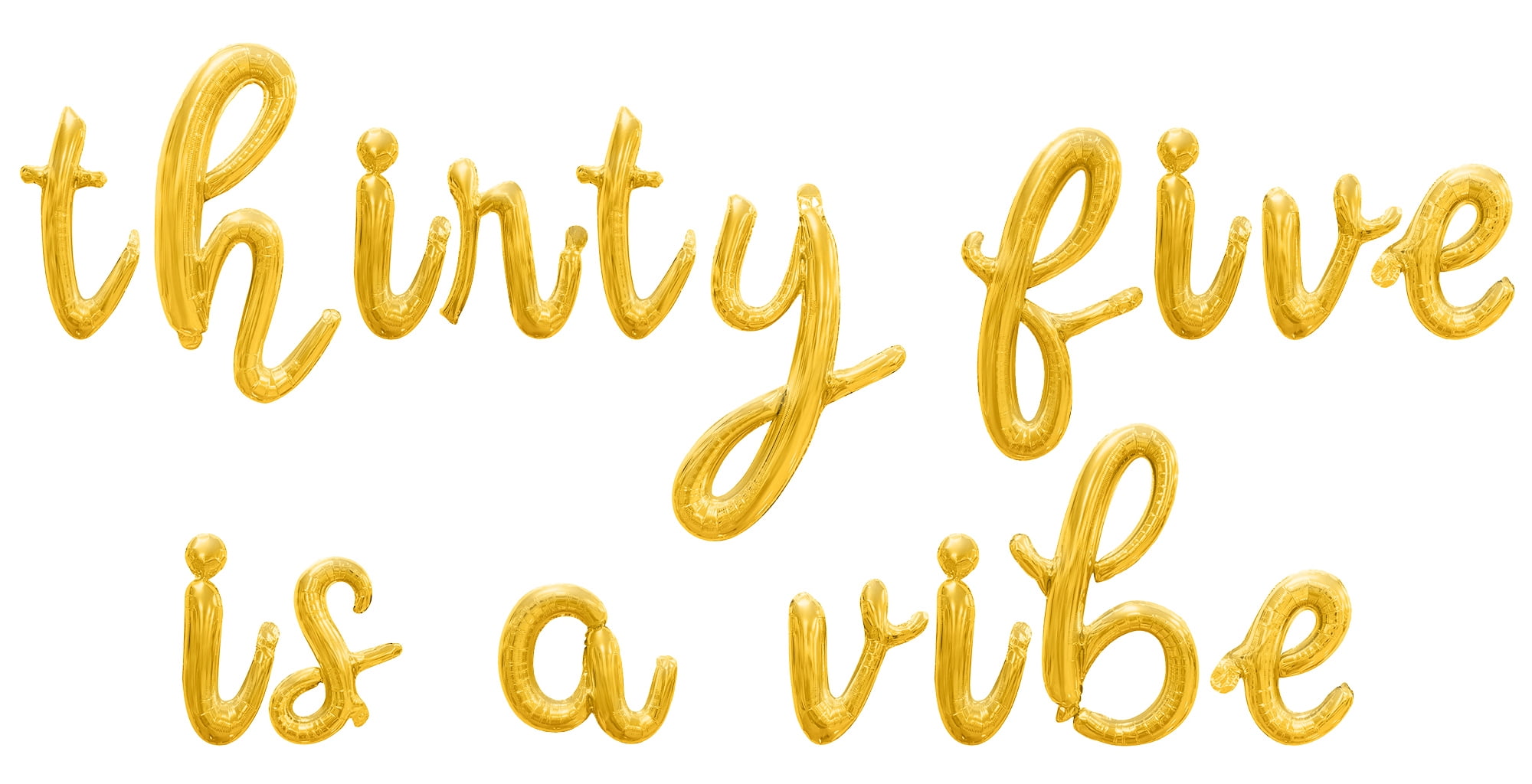 Cursive Script Letter Balloons - THIRTY FIVE IS A VIBE 16" Inch Alphabet Letters Foil Mylar Balloon 35th Birthday Party Banner (Gold)