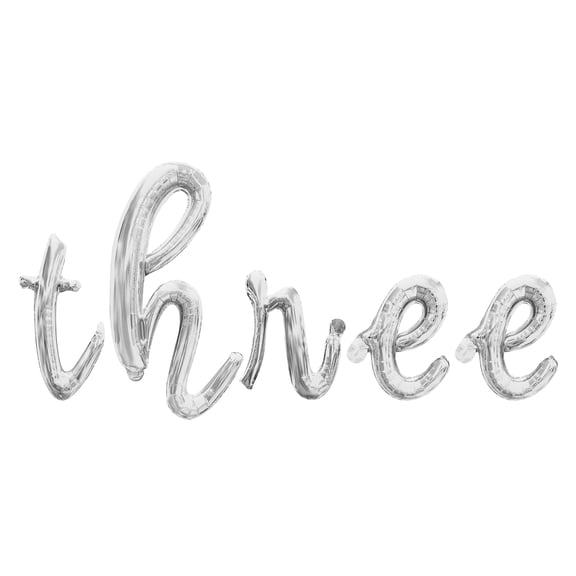 Cursive Script Letter Balloons - THREE 16" Inch Alphabet Letters Foil Mylar Balloon 3rd Birthday Party Banner (Silver)
