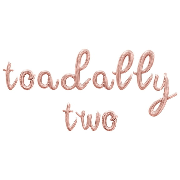 Cursive Script Letter Balloons - TOADALLY TWO 16" Inch Alphabet Letters Foil Mylar Balloon 2nd Birthday Party Banner (Rose Gold)