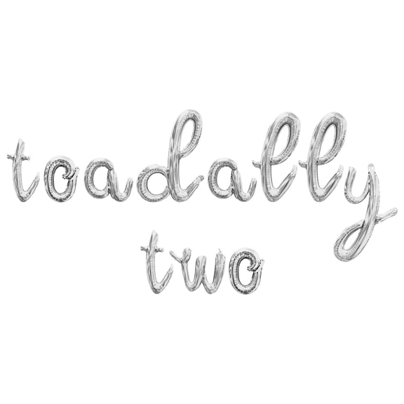 Cursive Script Letter Balloons - TOADALLY TWO 16" Inch Alphabet Letters Foil Mylar Balloon 2nd Birthday Party Banner (Silver)