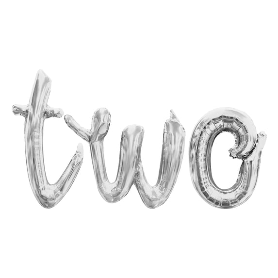 Cursive Script Letter Balloons - TWO 16" Inch Alphabet Letters Foil Mylar Balloon 2nd Birthday Party Banner (Silver)