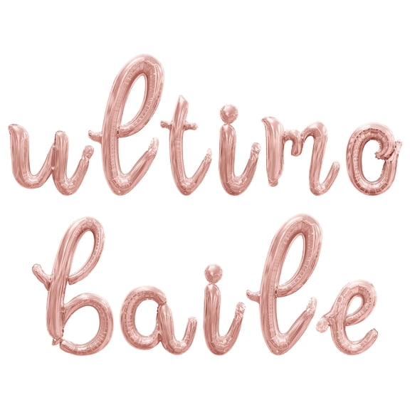 Cursive Script Letter Balloons - ULTIMO BAILE SI 16" Inch Alphabet Letters Foil Mylar Balloon Bachelorette Party Banner (Rose Gold)
