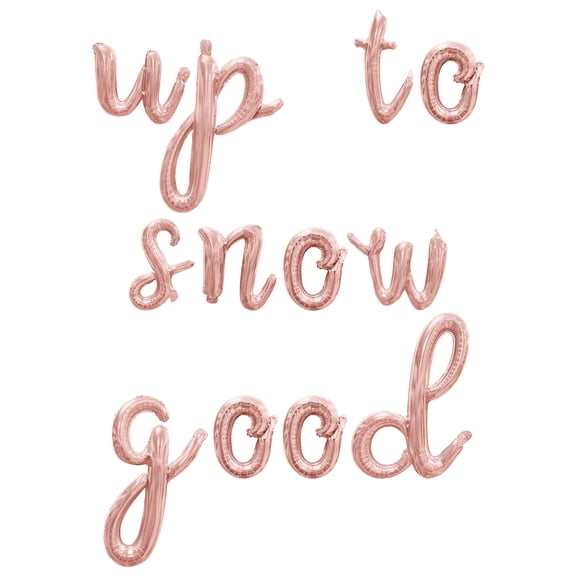 Cursive Script Letter Balloons - UP TO SNOW GOOD 16" Inch Alphabet Letters Foil Mylar Balloon Bachelorette Party Banner (Rose Gold)