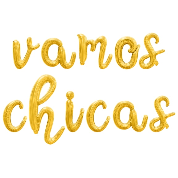 Cursive Script Letter Balloons - VAMOS CHICAS 16" Inch Alphabet Letters Foil Mylar Balloon Bachelorette Party Banner (Gold)
