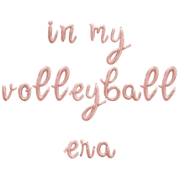 Cursive Script Letter Balloons - IN MY VOLLEYBALL ERA 16" Inch Alphabet Letters Foil Mylar Balloon Volleyball Themed Birthday Party Banner (Rose Gold)