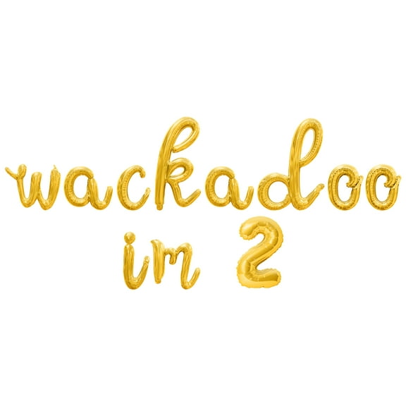 Cursive Script Letter Balloons - WACKADOO IM 2 16" Inch Alphabet Letters Foil Mylar Balloon 2nd Birthday Party Banner (Gold)
