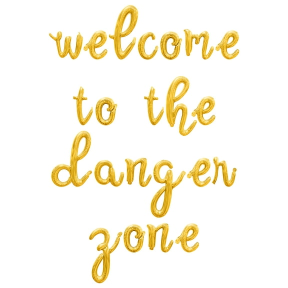 Cursive Script Letter Balloons - WELCOME TO THE DANGER ZONE 16" Inch Alphabet Letters Foil Mylar Balloon Birthday Party Banner (Gold)