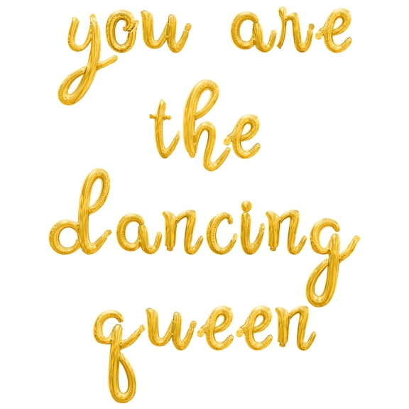 Cursive Script Letter Balloons - YOU ARE THE DANCING QUEEN 16" Inch Alphabet Letters Foil Mylar Balloon Birthday Party Banner (Gold)