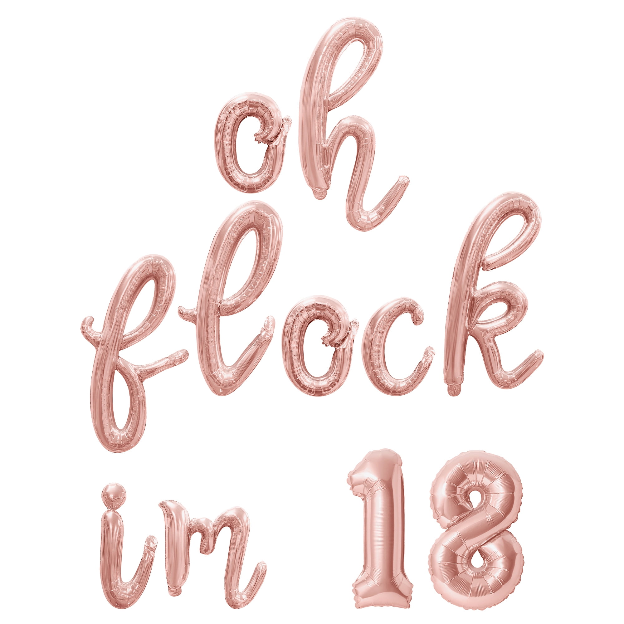 Cursive Script Letter & Number Balloons - OH FLOCK IM 18 16