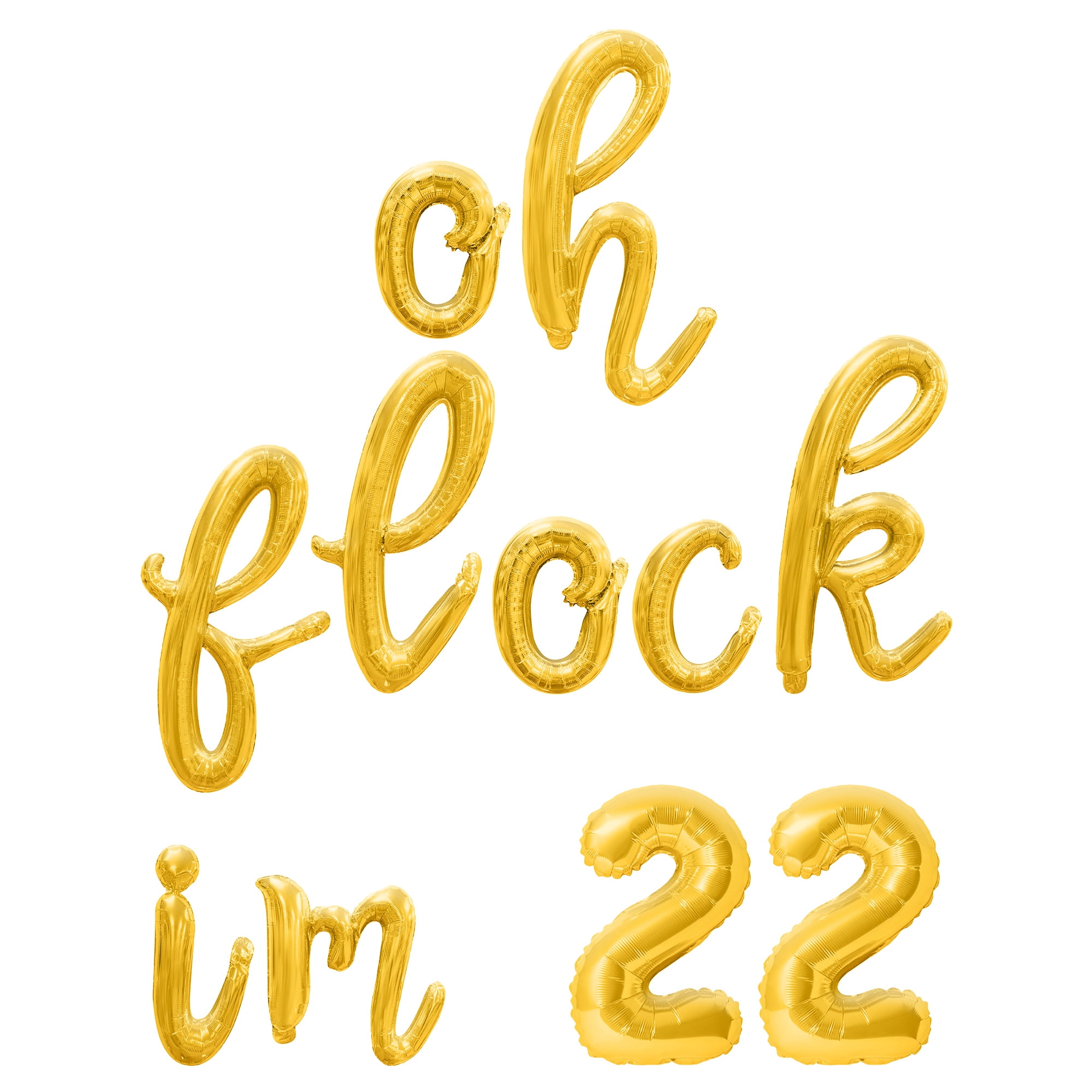 Cursive Script Letter & Number Balloons - OH FLOCK IM 22 16