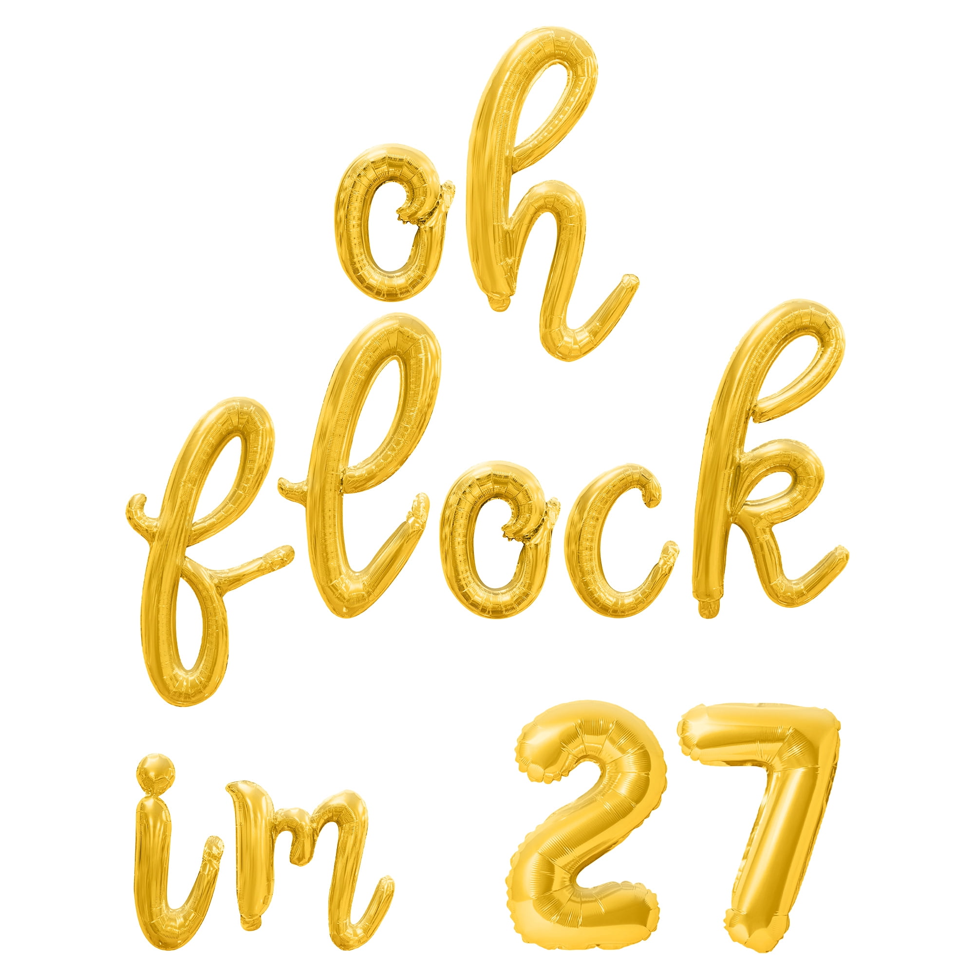 Cursive Script Letter & Number Balloons - OH FLOCK IM 27 16