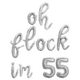 thumbnail image 1 of Cursive Script Letter & Number Balloons - OH FLOCK IM 55 16" Inch Alphabet Letters Foil Mylar Balloon 55th Birthday Party Banner (Silver), 1 of 5