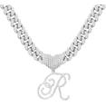 thumbnail image 1 of Cursive Silver Initial Pendant Necklaces Alphabet Pendant Miami Cuban Link Chain Necklace for women Hip Hop Iced Out Letter Chain with Pendant Jewelry, 1 of 3