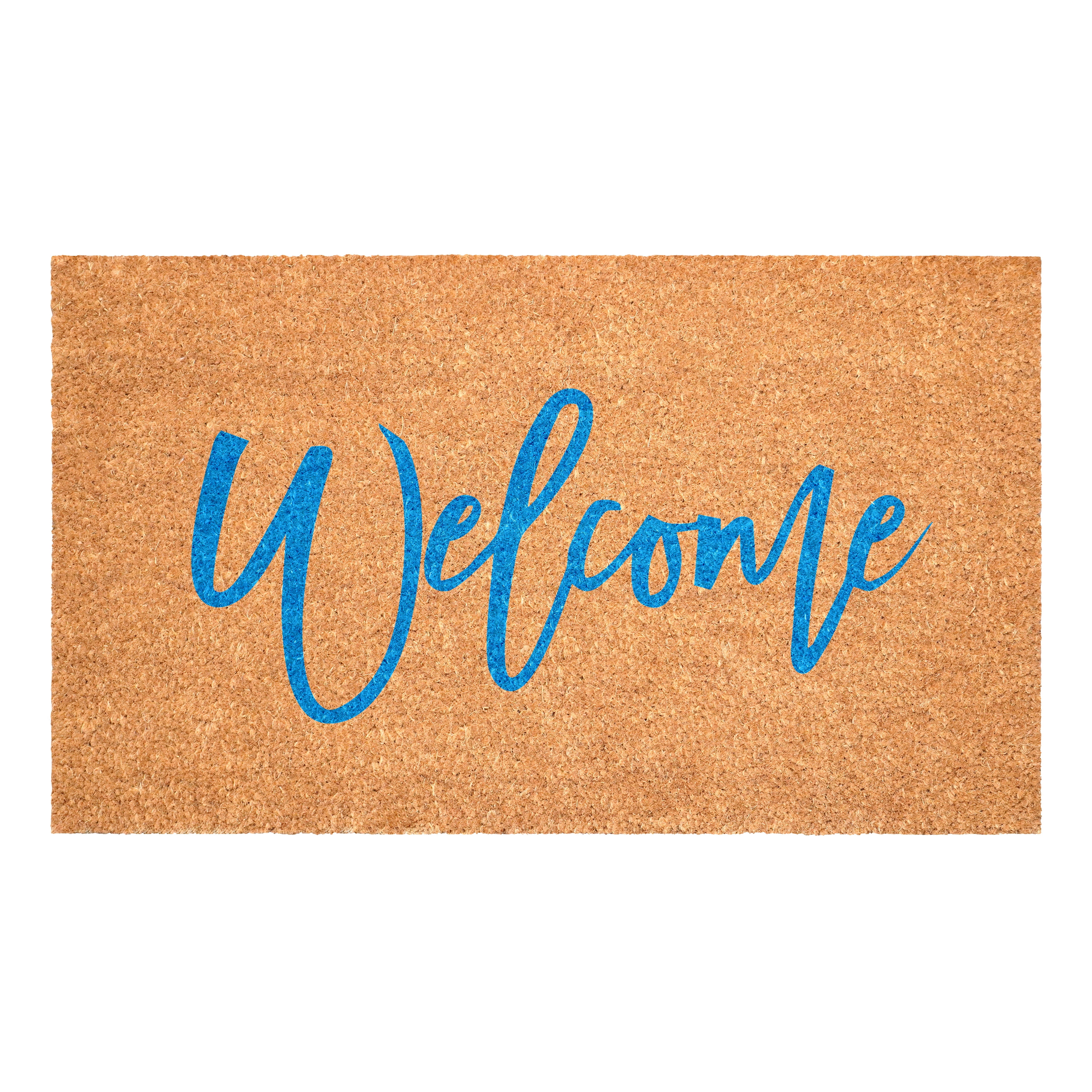 Calloway Mills 116222436 Cursive Welcome Doormat, 24" x 36", Blue