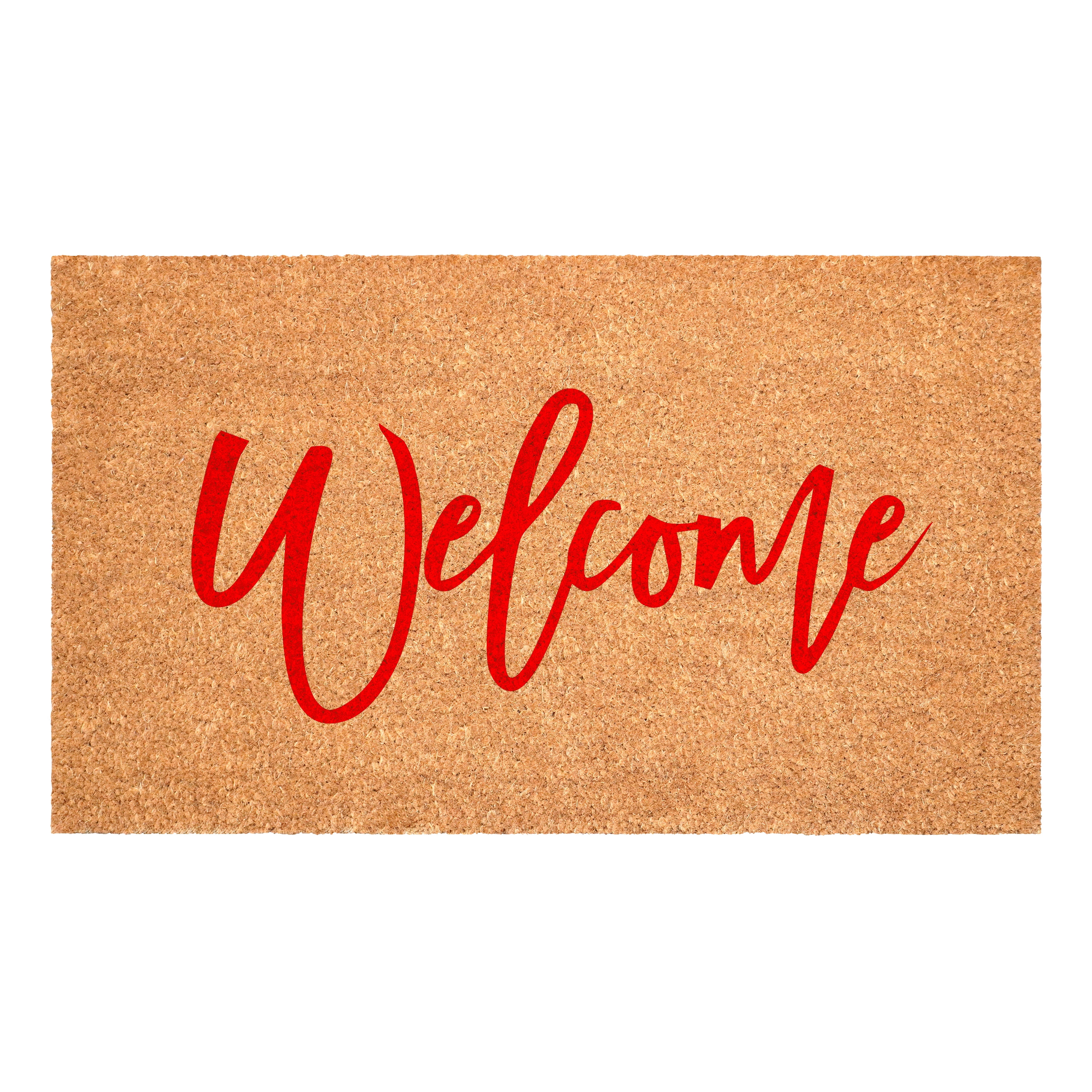 Calloway Mills 114982436 Cursive Welcome Doormat, 24" x 36", Red