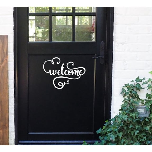 Cursive Welcome Entryway Decor for Wall - Inspirational Quotes for Door Porch Church - Matte Removable Vinyl Sticker for Home - Vinyl Wall Decor Art Adhesive Wall Lettering, 18x13.5-Inch, White