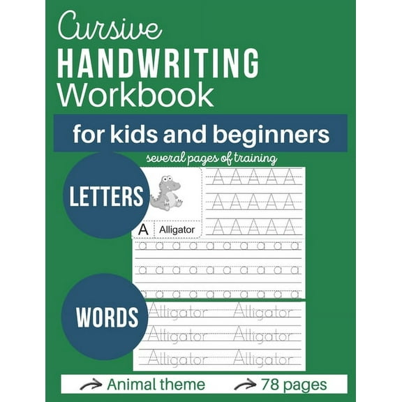 Cursive handwritting workbook for kids and beginners: Writing Practice Book Letters, Master letters and words Animal the, (Paperback)