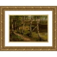 thumbnail image 1 of Curt Agthe 14x11 Gold Ornate Wood Frame and Double Matted Museum Art Print Titled - Birches at Waterside, 1 of 4