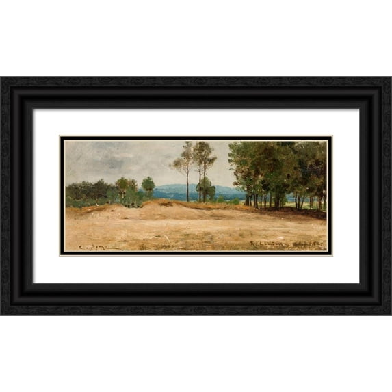 Curt Agthe 18x10 Black Ornate Wood Framed Double Matted Museum Art Print Titled - Landscape from the Vicinity of Potsdam