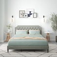 thumbnail image 1 of Curta Upholstered Platform Bed / Clipped Nailhead Trim with Button Tufting / Mattress Foundation / No Box Spring / Easy Assembly, Stone, California King, 1 of 7