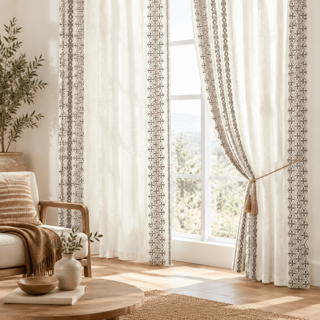 Curta72 Inch Length 2 Panels Set Grommet Linen For Living Room Bedroom ...